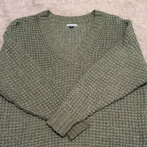 Women’s Green V-Neck Sweater